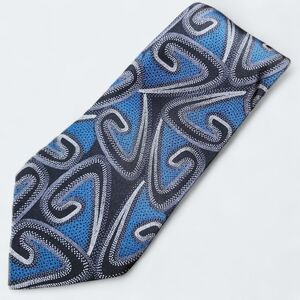CARLO PALAZZI | Stylish Handmade Abstract Blue Black Patterned Men's Silk Tie